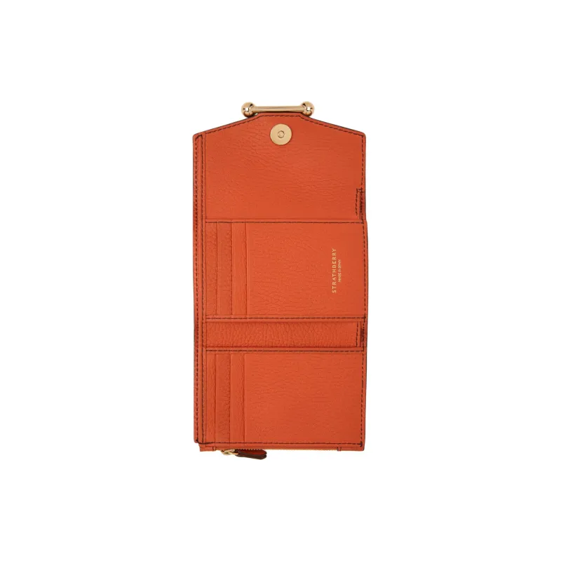 Strathberry Calfskin Wallet Women's Mandarin Orange Jam Color-3