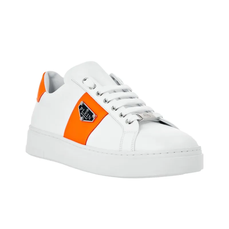 PHILIPP PLEIN Lo Top Low Top Skateboard Shoes Unisex White Orange-2