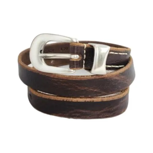 OUR LEGACY Letter Design Calfskin Leather Belts Men's Brown Width: 2CM