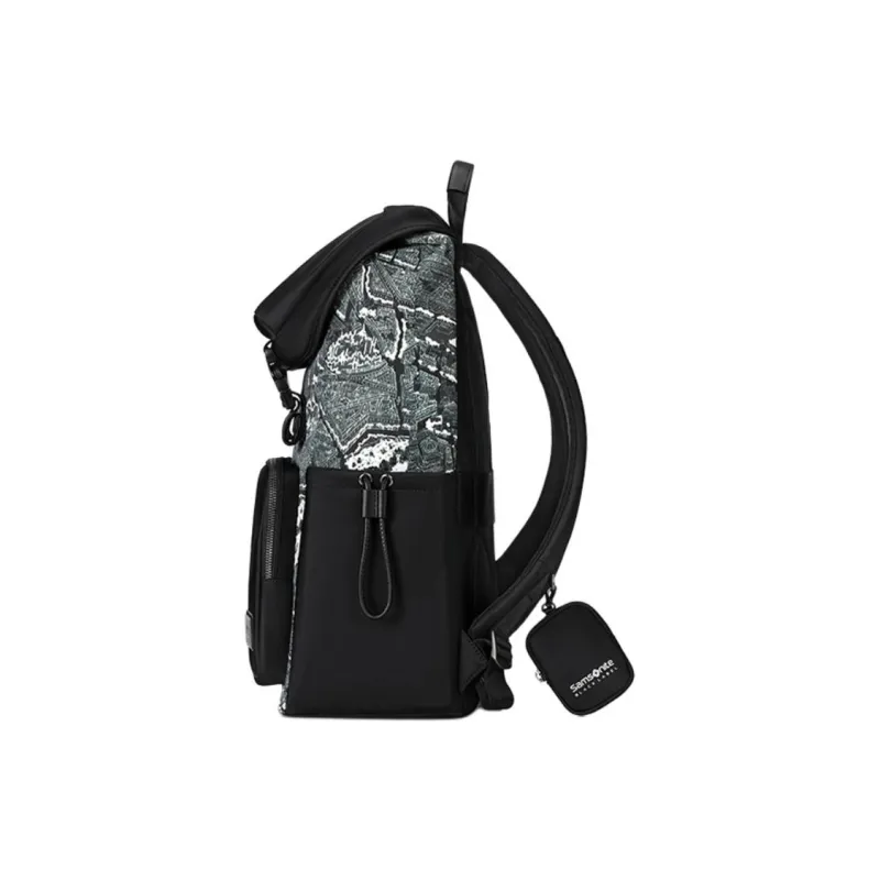 SAMSONITE V&A Collaboration Fabric Cow Leather Patchwork Backpack Unisex Jasper & Black-2