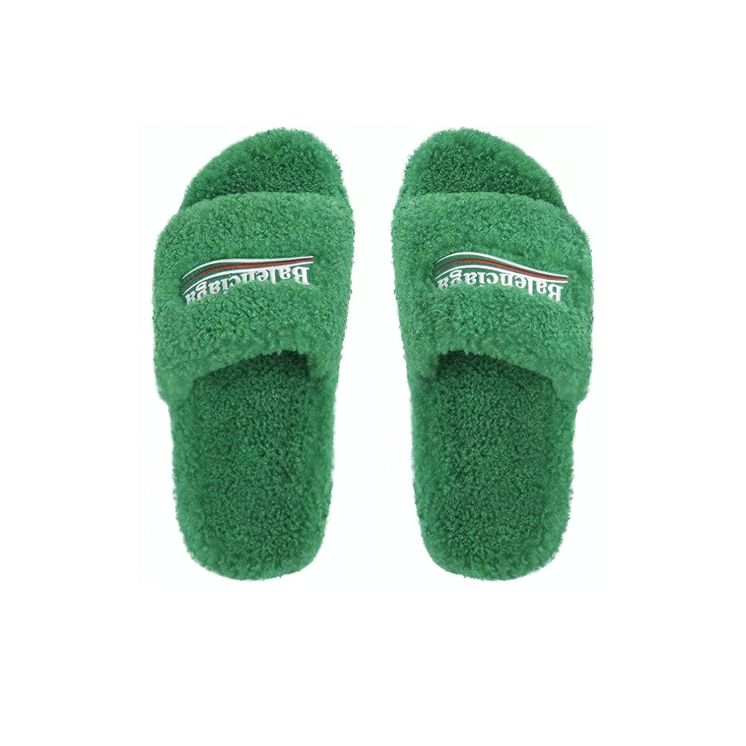 Balenciaga Furry Slides Green