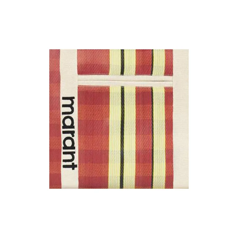 ISABEL MARANT Darwen Nylon Tote Bag, Shopping Bag, Handbag, Shoulder Bag Women's Red & Yellow-3