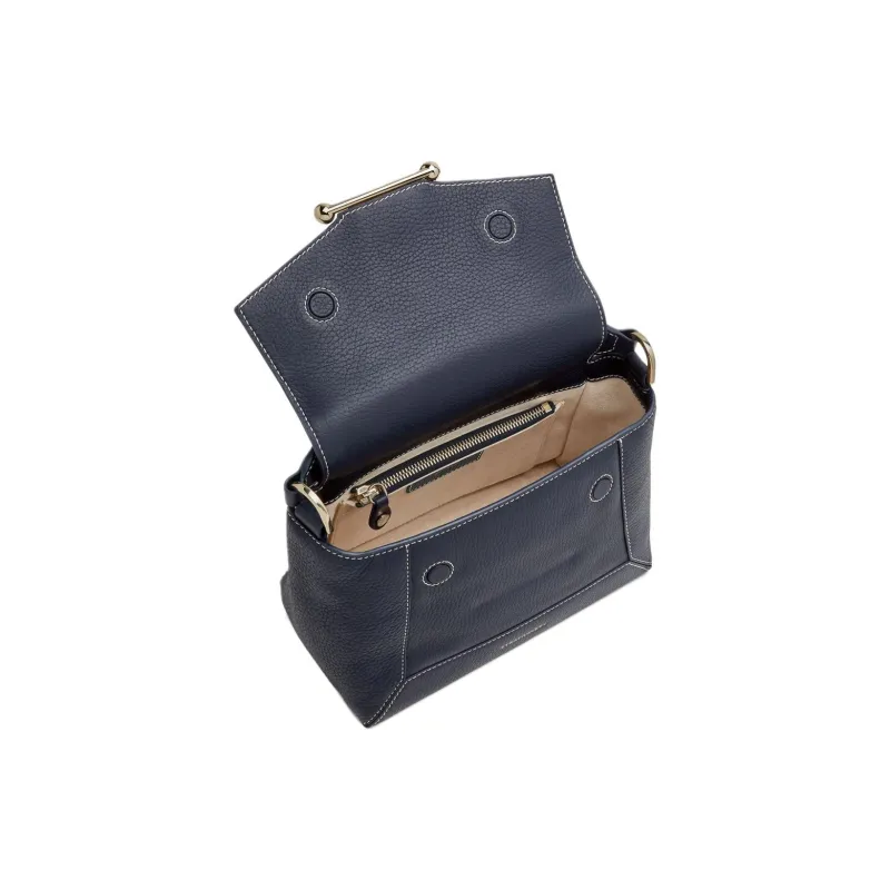 Strathberry Grained Calfskin Shoulder Bag Crossbody Bag Handbag Women's Marine Blue-3