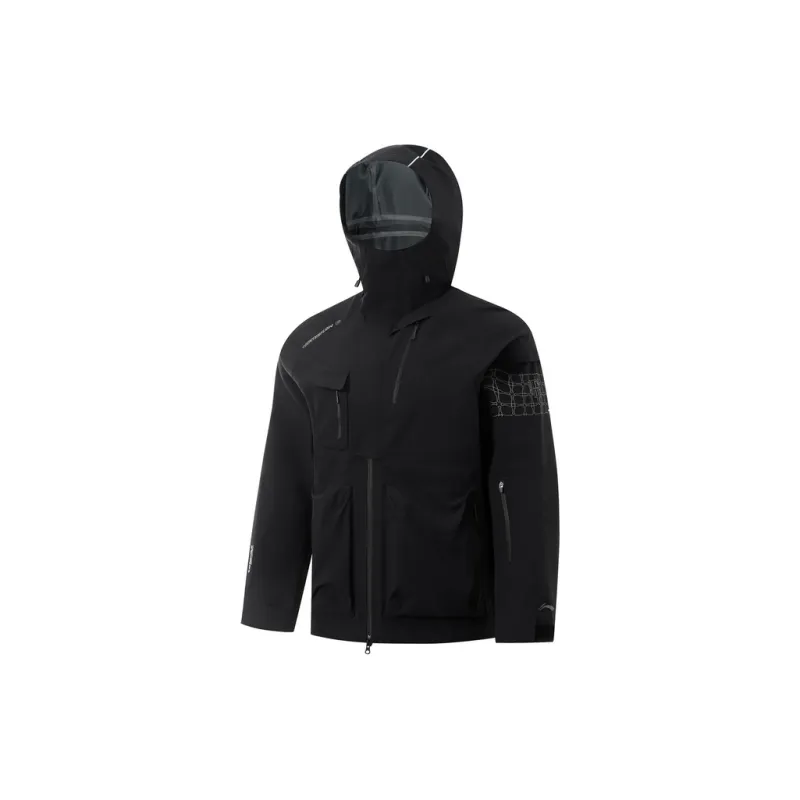 LiNing Waterproof And Windproof Windbreaker Jacket Unisex Black-2
