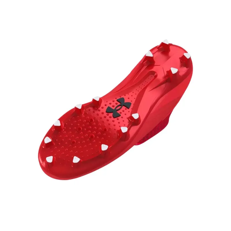 Under Armour MG Rubber Short Studs Breathable Soccer Shoes Men's Red-4