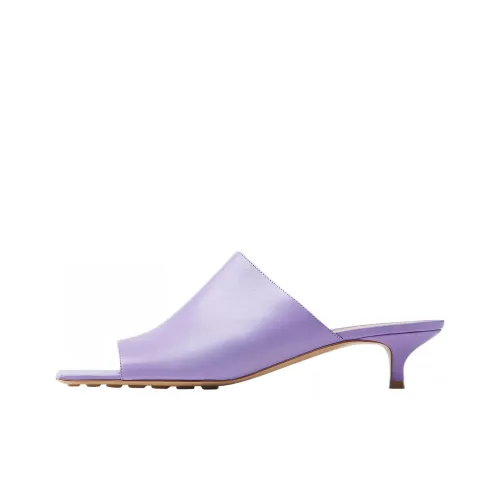 Bottega Veneta Leather Patchwork Abrasion Resistant Slide Slippers Women's Purple
