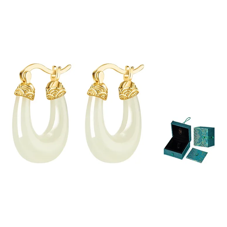 MAMADESHOUHU Earrings Pale Greenish White Jade Women's-1