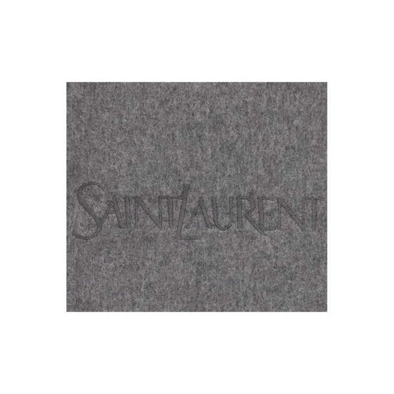 SAINT LAURENT Cashmere Knit Scarves Unisex Gray-2