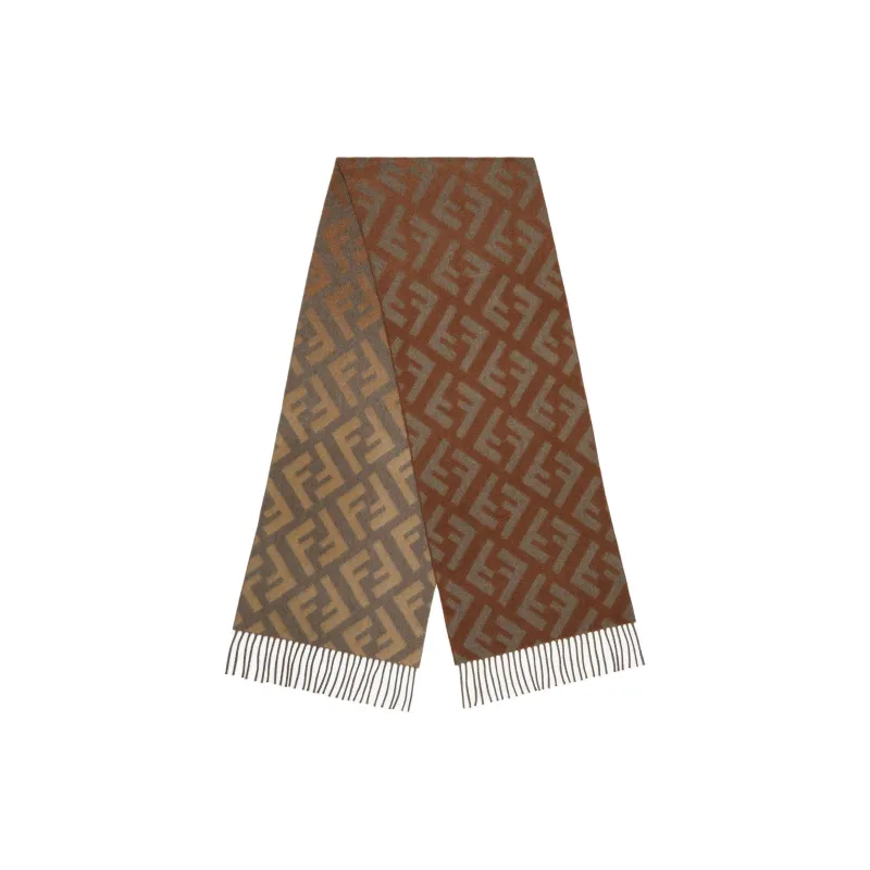 FENDI Wool Knit Scarves Women's Light Umber-1