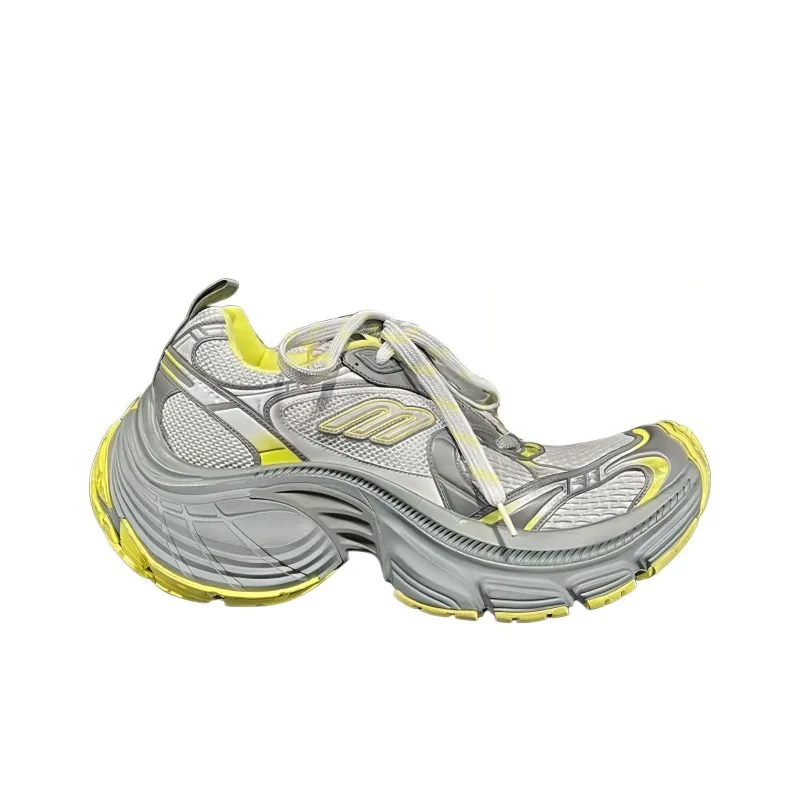 Balenciaga 10XL Low Top Casual Shoes Men's Gray Yellow-1