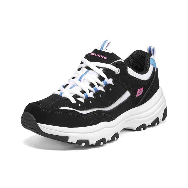 Skechers D'LITES 1.0 Anti Slip Wear Resistant Low Top Chunky Sneakers Women's Black White-3