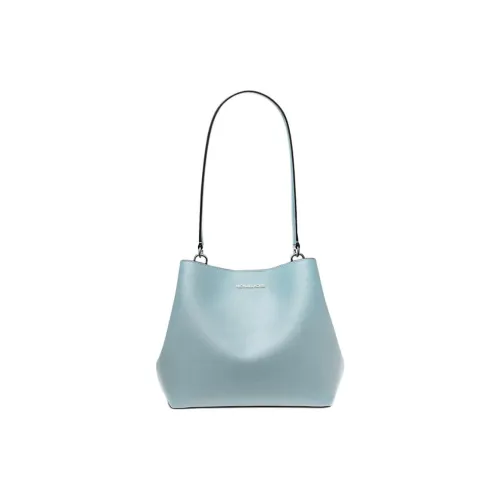 MICHAEL KORS Coated Canvas Bucket Bag, Handbag, Shoulder Bag Medium Size Women's Blue Scene
