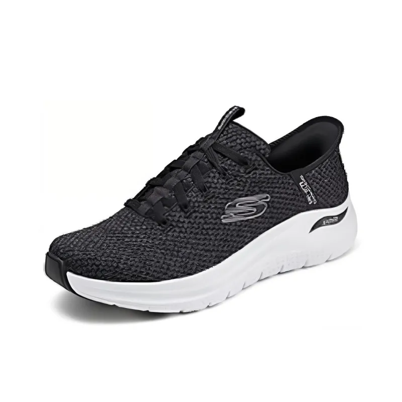 Skechers Cushioning Anti Slip And Wear Resistant Low Top Running Shoes Men's Black White-2