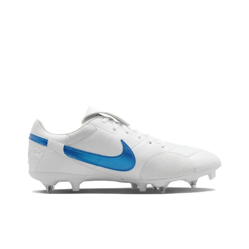 Nike Premier 3 SG Metal Long Studs Anti Slip Wear Resistant Soccer Shoes Men's White Blue-1