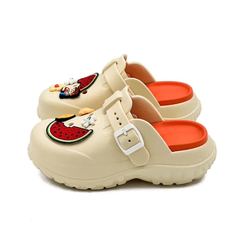 OUBT EVA Odor Resistant Abrasion Resistant Slip Resistant Wrap toe Slippers Women's Beige Orange-4