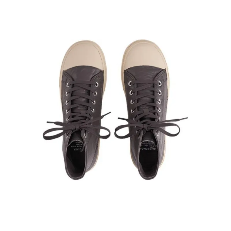 Balenciaga Paris High Top Sneakers 'Brown Leather And White Rubber'-4