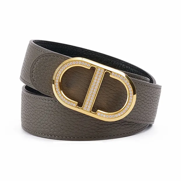 Chrisdien Deny Togo Calfskin Leather Belts Men's Width 3.5cm-9