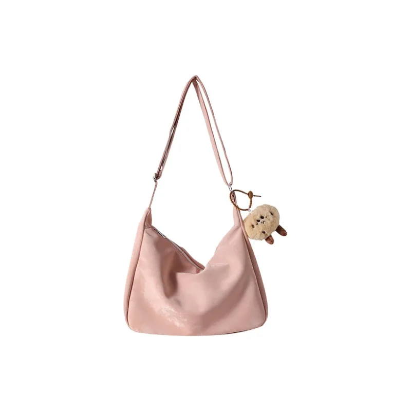 CARTELO Velour Shoulder Bag Dumpling Bag Women's Black White Pink-11