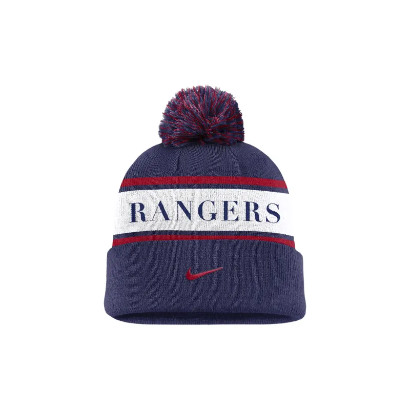 Nike Texas Rangers Team Stripe Peak Men's Nike Mlb Cuffed Pom Beanie-1