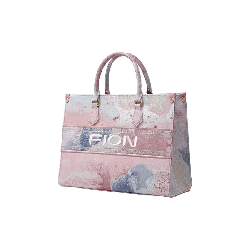 FION Cow Leather Fabric Handbag, Shoulder Bag Tubas Women's Pink-1