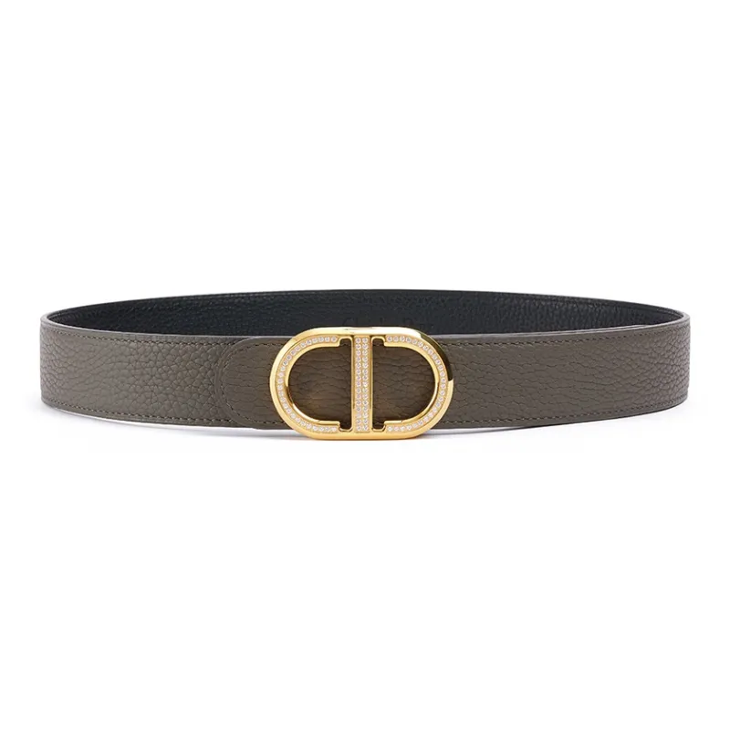 Chrisdien Deny Togo Calfskin Leather Belts Men's Width 3.5cm-8