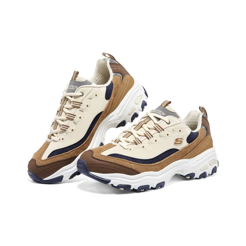 Skechers D'LITES 1.0 Anti Slip Wear Resistant Low Top Chunky Sneakers Men's Beige Brown-4