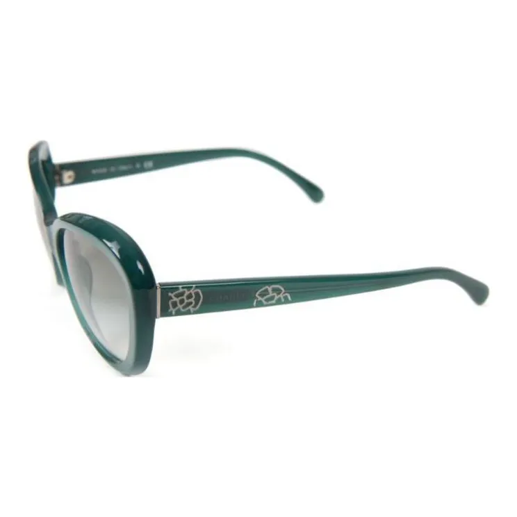CHANEL 2000s Camellia appliqué Cat eye Sunglasses-2