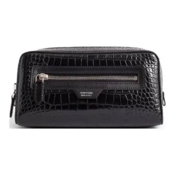 TOM FORD Calfskin Clutch Makeup Bag Men's Black