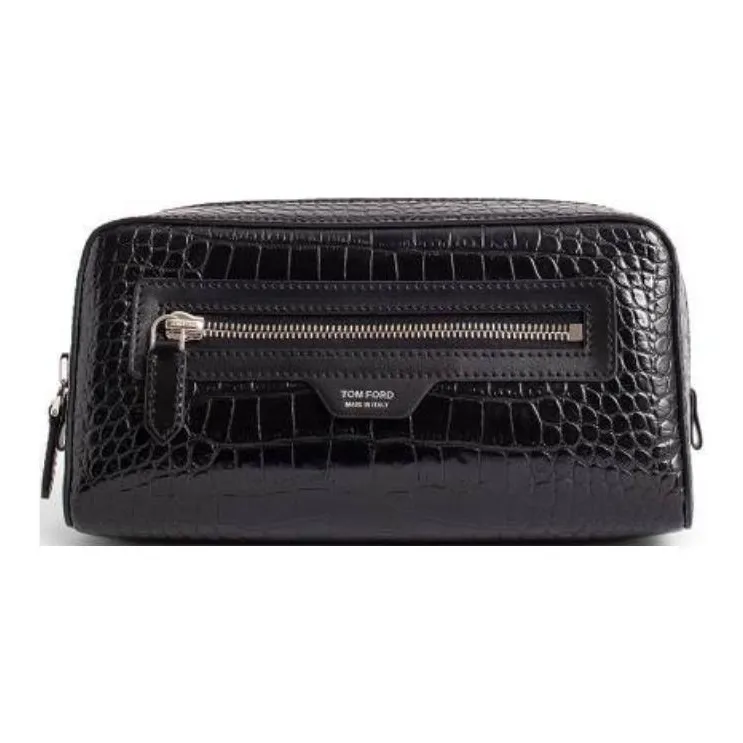 TOM FORD Calfskin Clutch Makeup Bag Men's Black-0