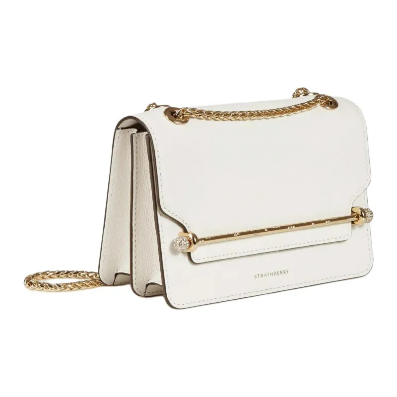 Strathberry Smooth Calf Leather Shoulder Bag Crossbody Bag Mini Women's White-1
