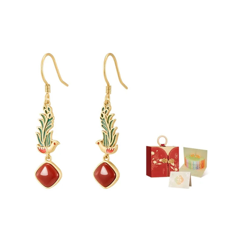 MAMADESHOUHU Agate Jade Earrings Women's-4