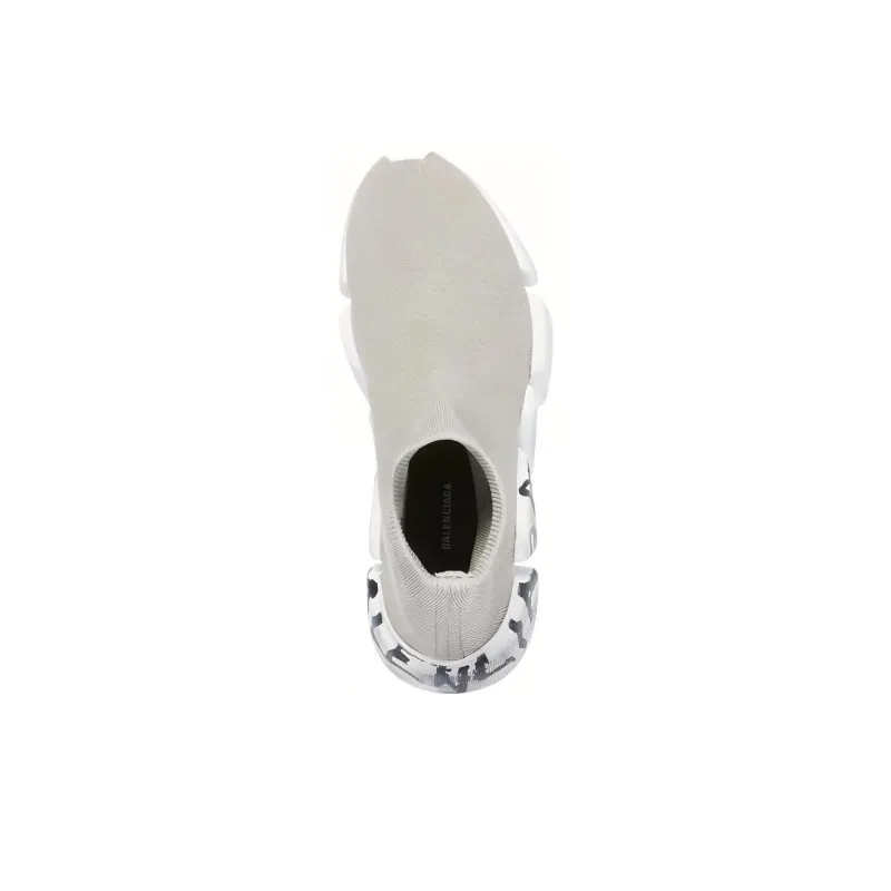 Balenciaga Speed 2.0 Graffiti Recycled Knit Grey White-2