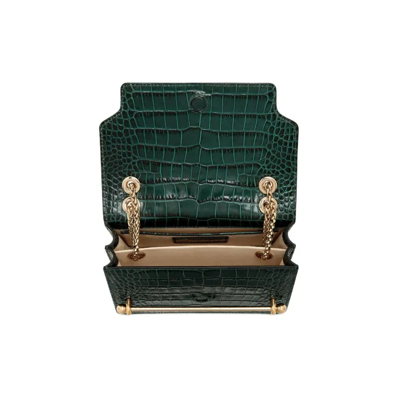 Strathberry Smooth Calf Leather Shoulder Bag Crossbody Bag Mini Women's Dark Green-3