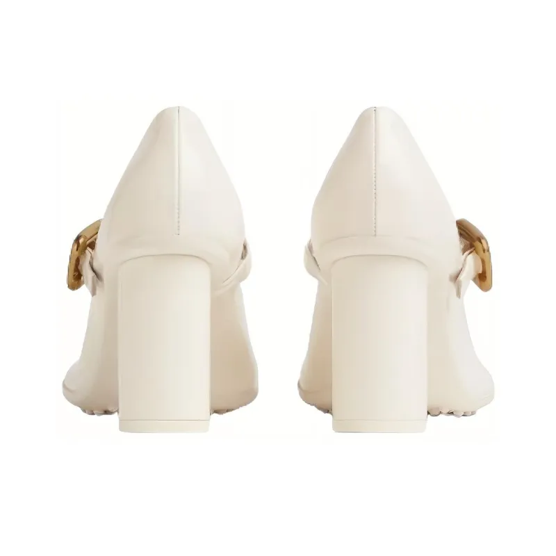 Bottega Veneta Atomic Chunky Heel Mary Jane Shoes Women's White-4