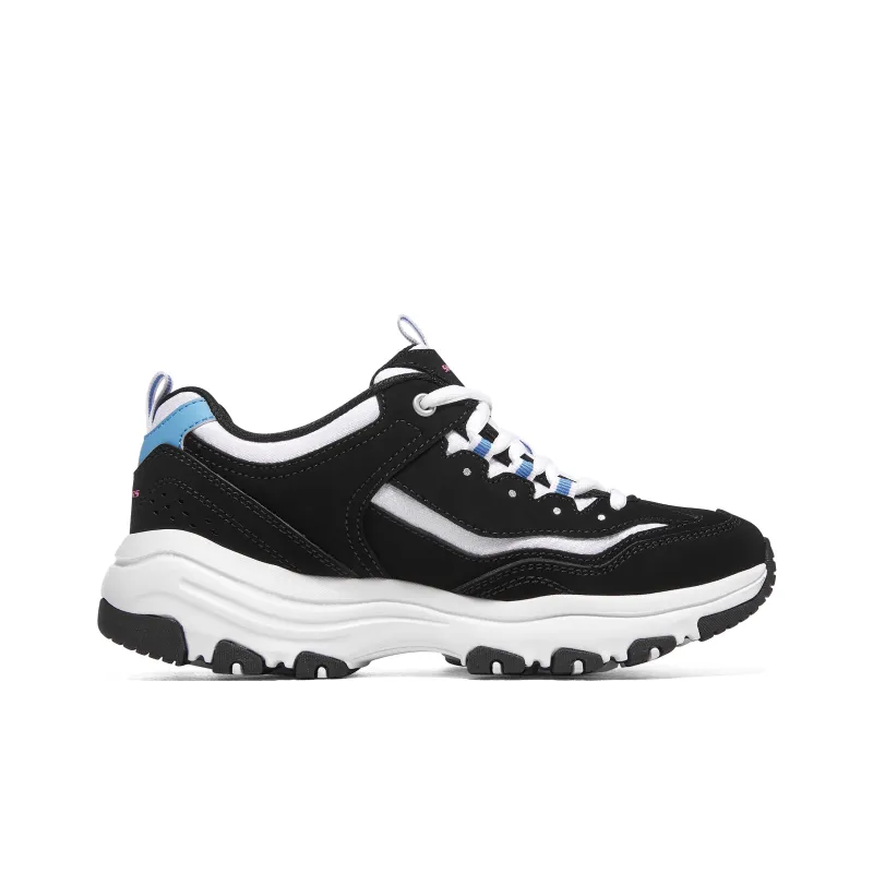 Skechers D'LITES 1.0 Anti Slip Wear Resistant Low Top Chunky Sneakers Women's Black White-2