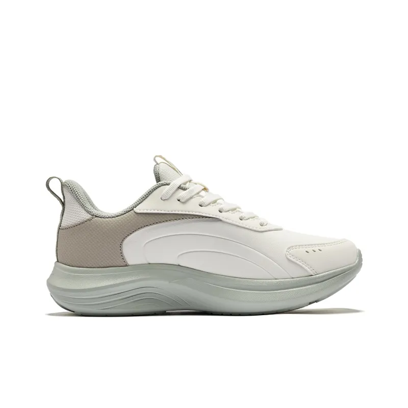 Erke Cushioning Breathable Low Top Sprint Running Shoes Women's Ivory Warm Mist Gray-1