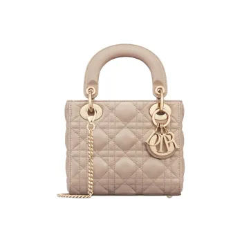 DIOR Lady Dior Sheepskin Handbag, Shoulder Bag, Crossbody Bag Mini Women's Rouge Beige