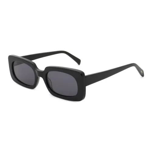 Pair Ponyo Plate Frame Rectangular Sunglasses Unisex Black
