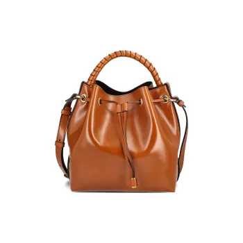 Chloe Marcie Shiny Calfskin Bucket Bags Shoulder Bag Crossbody Bag Handbag Regular Women's Brown
