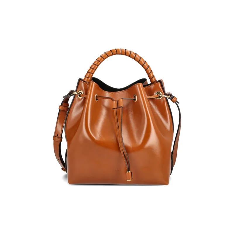 Chloe Marcie Shiny Calfskin Bucket Bags Shoulder Bag Crossbody Bag Handbag Regular Women's Brown-0