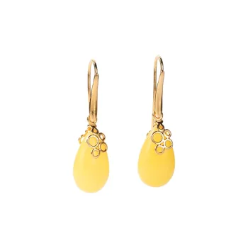 S&A S925 Silver With Gemstones Amber Beeswax Hoop Earrings With Fine Jade Earring Women's