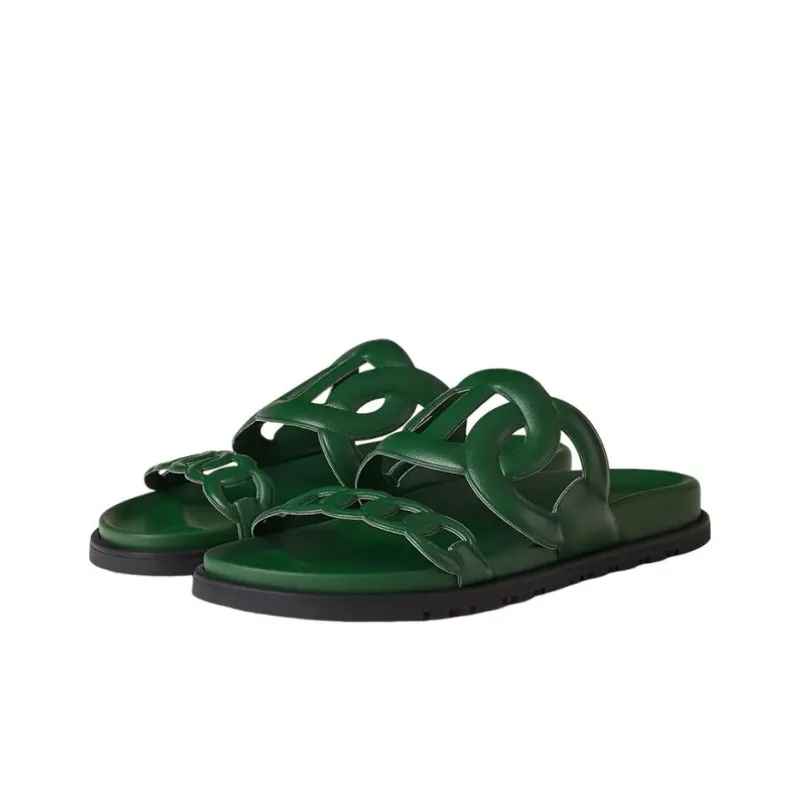 HERMES Extra Stylish Sandals Women's Green-2