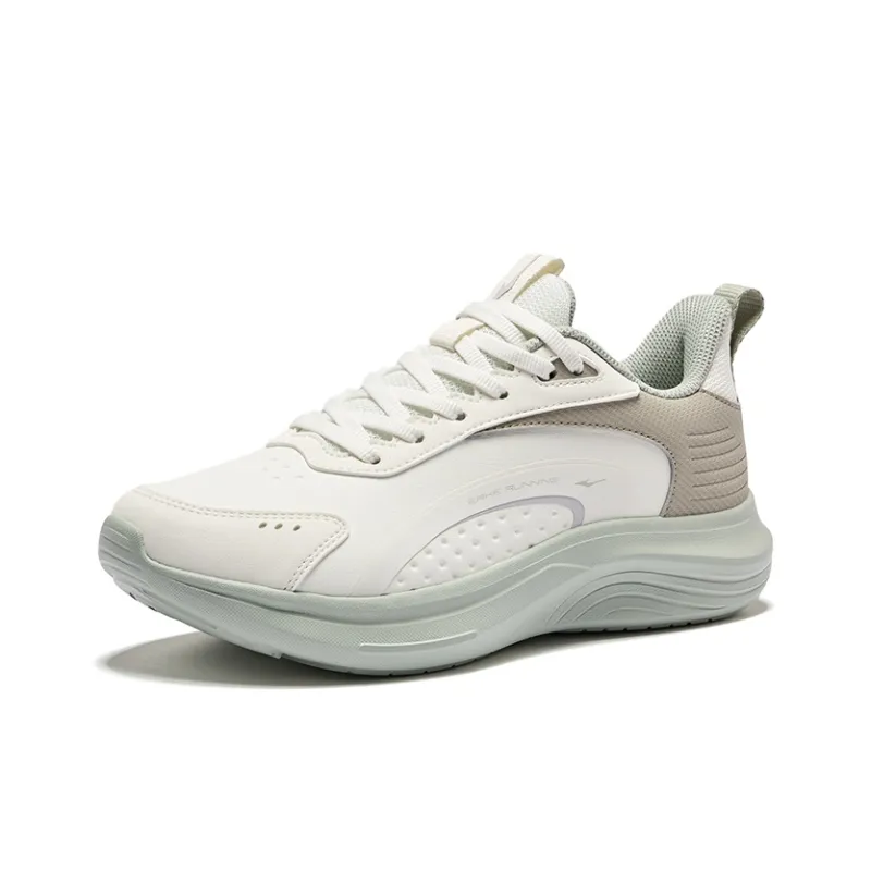 Erke Cushioning Breathable Low Top Sprint Running Shoes Women's Ivory Warm Mist Gray-2