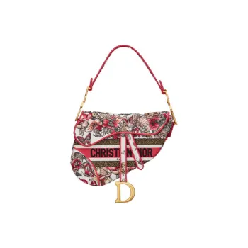 DIOR Saddle Canvas Canvas Bag One Shoulder Handbag Women's Multicolor