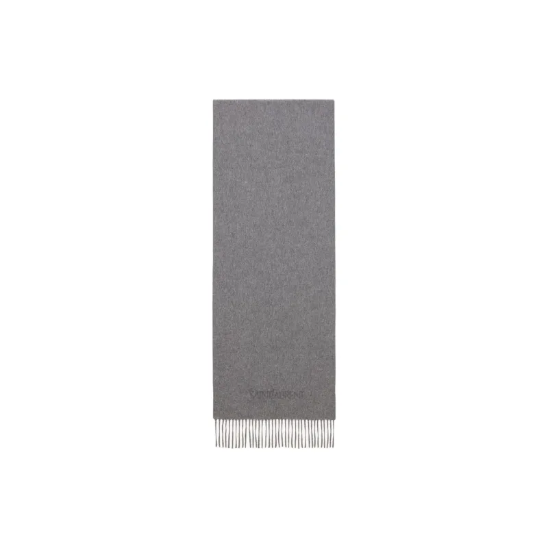 SAINT LAURENT Cashmere Knit Scarves Unisex Gray-0