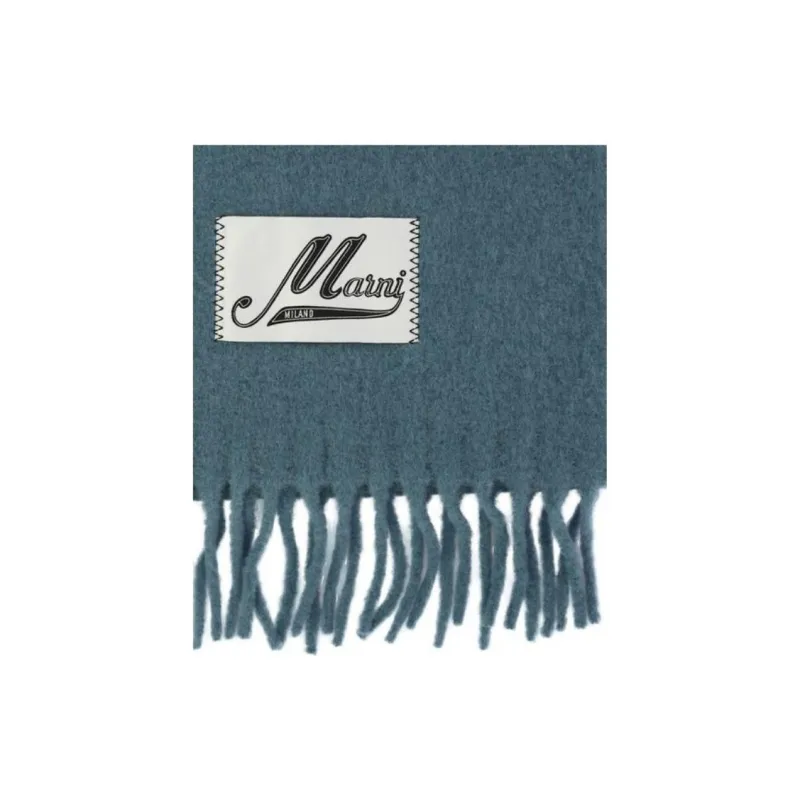 MARNI Logo Patch Fringed Scarf-1