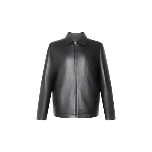 LESS IS MORE Leather Jackets Men Black G4QZP8031Y