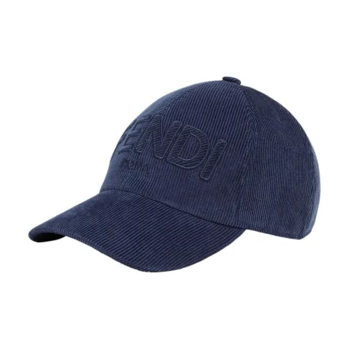 FENDI Logo Embroidered Corduroy Baseball Cap