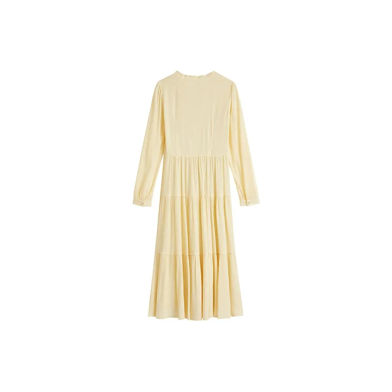 Inman x MILEILIANMINGXILIE Long Sleeved Dress Women's Fragrant Light Apricot-1