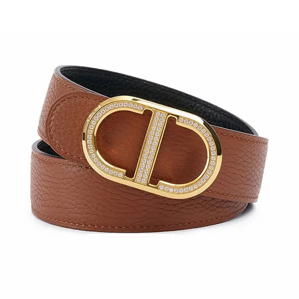 Chrisdien Deny Togo Calfskin Leather Belts Men's Width 3.5cm-5